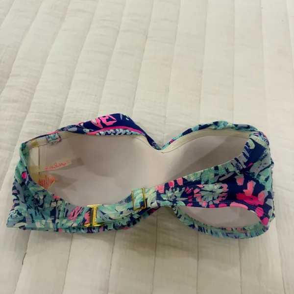 Lilly Pulitzer Bandeau Bikini Top Strapless Swimsuit Top Blue Pink Multicolored - Image 3
