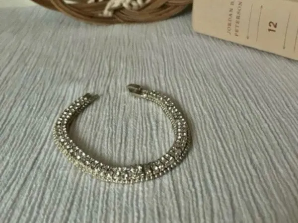Tennis Bracelet Vintage “Renata” Rhinestone Silver Tone Tennis Prep Chic Elegant - Image 2
