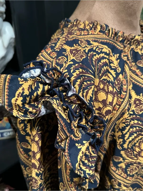 Anthropologie A Loves A Damask Print Voile Ruffle Dress – Size XL - Image 9