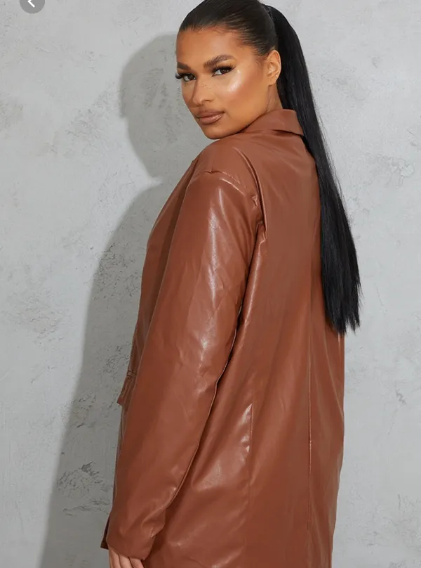 Pretty Little Thing Leather Blazer - Image 3