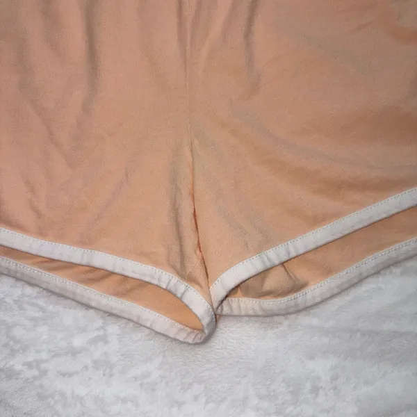 Wound Up Women’s Athletic Lounge Shorts - Peach White Trim Pull On Elastic Waist - Image 6