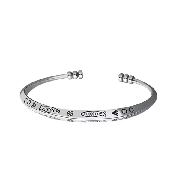Engraved Boho Cuff Bracelet | 925 Sterling‎ Silver - Image 3