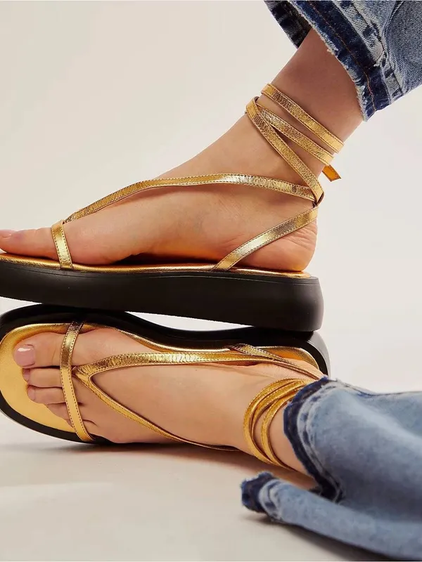 Free People Winnie Wrap Platform Sandal in Gold - Image 7