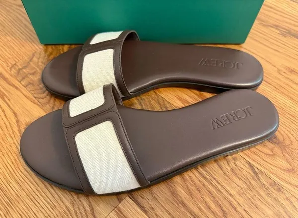 NIB J.Crew Georgina Sandals in Canvas and Leather Strap Slide Sandals size 8 - Image 4