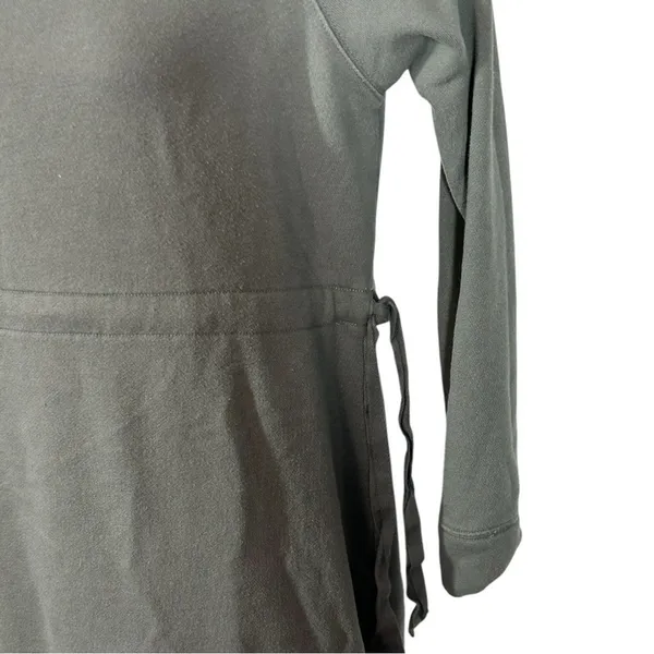 Athleta Studio Cinch Green Sweatshirt Dress Small Tie Waist Athleisure - Image 7