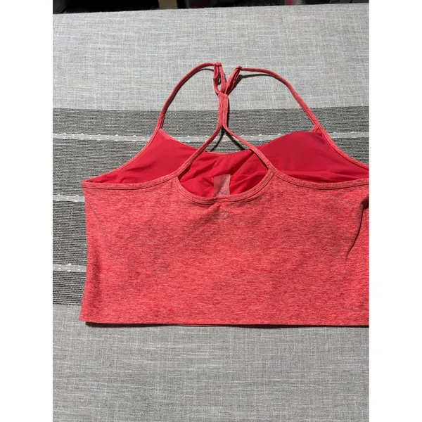 Calia Women Large Coral Pink Heathered Cropped Racerback Activewear Tank Top - Image 2