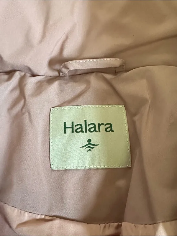 Halara Blush Pink Cropped Black Trim Puffer Winter Coat Jacket Size XL - Image 10
