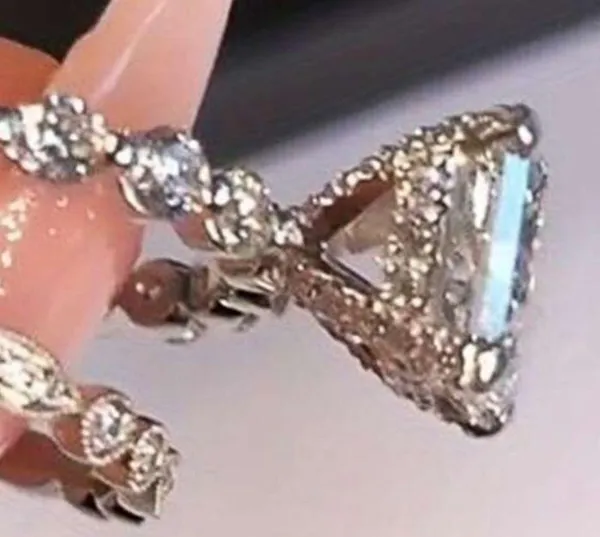 Gorgeous silver elegant wedding ring set with square cz stone! - Image 2