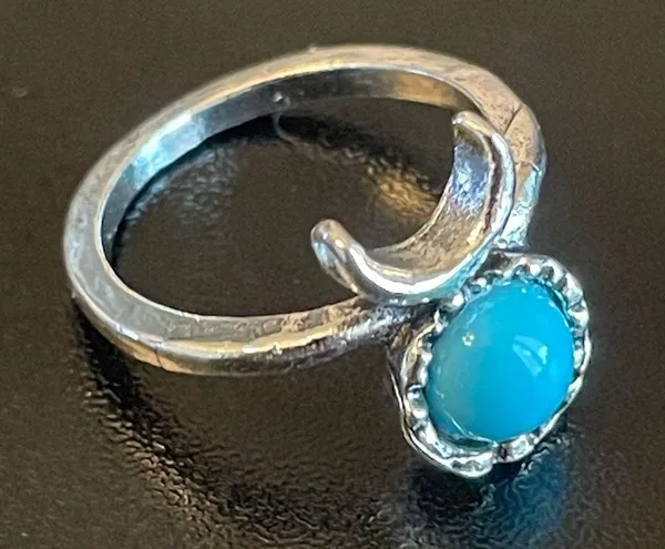 The Moon Turquoise stone moon ring size 4 - Image 2