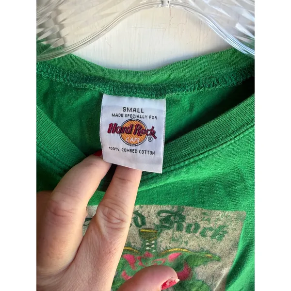 VIntage Y2K Hard Rock Cafe Moscow Green Graphic Print Short Sleeve Baby Tee S - Image 4