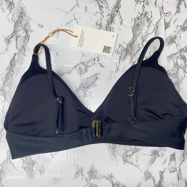 NWT Quince Black Italian V-Neck Bikini Swim Bathing Suit Top Women's Size XS - Image 5