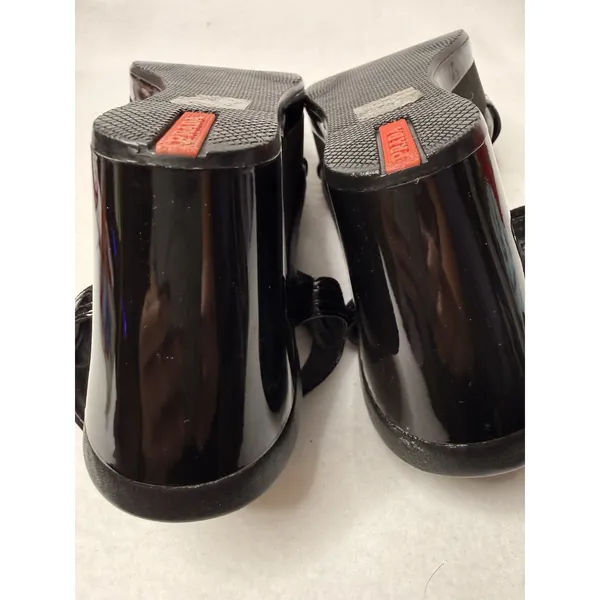 Prada Black Patent Leather Strap Sandal Shoes Wedges Size US 6.5 Y2K Festival - Image 9