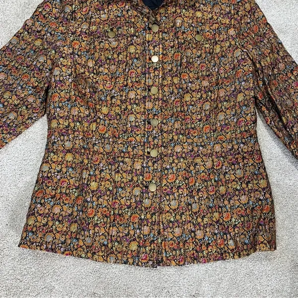 Coldwater Creek Tapestry Multicolor Brocade Jacquard Button Front Top Jacket M - Image 4