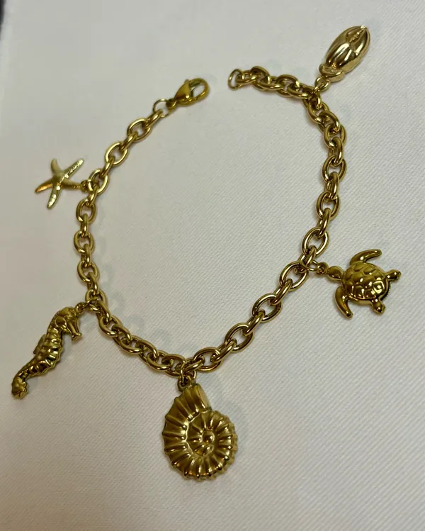 Handmade Gold Beachy Charm Bracelet | Waterproof & Tarnish Resistant - Image 3