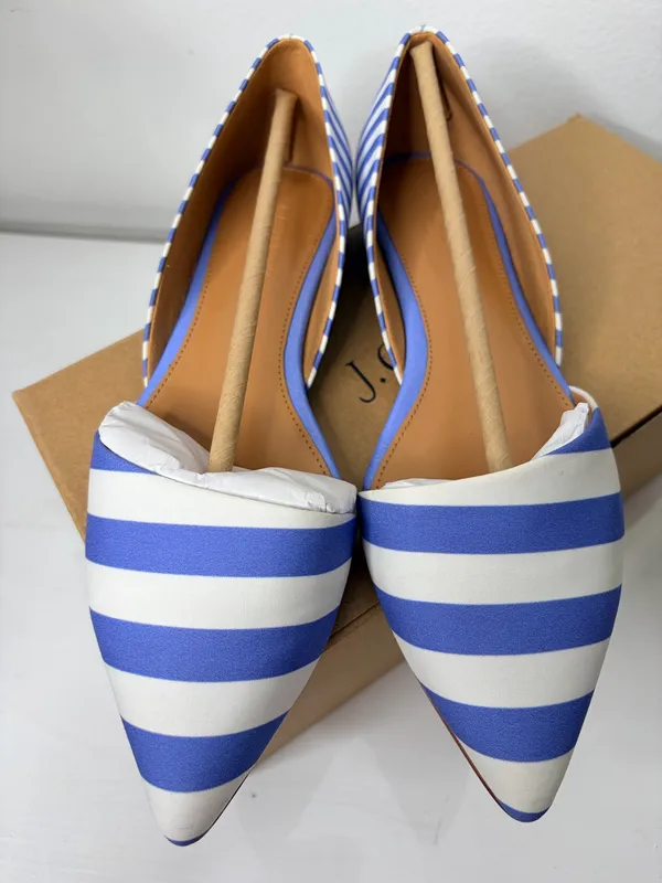 J.Crew Zoe D’Orsay Flats Blue White Stripe Pointed Toe Nautical Preppy Size 6 - Image 5