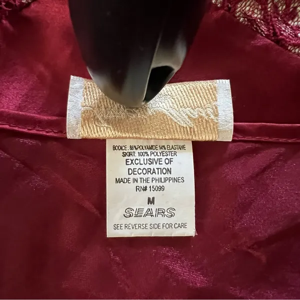 Luxurious Inner Most Scarlet Red Vintage Nightgown Lace Slip Dress Chemise M - Image 4