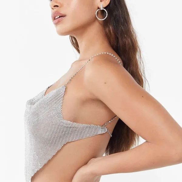 Urban Outfitters NWT That’s Hot Sparkly Silver Handkerchief Top Size XS - Image 3