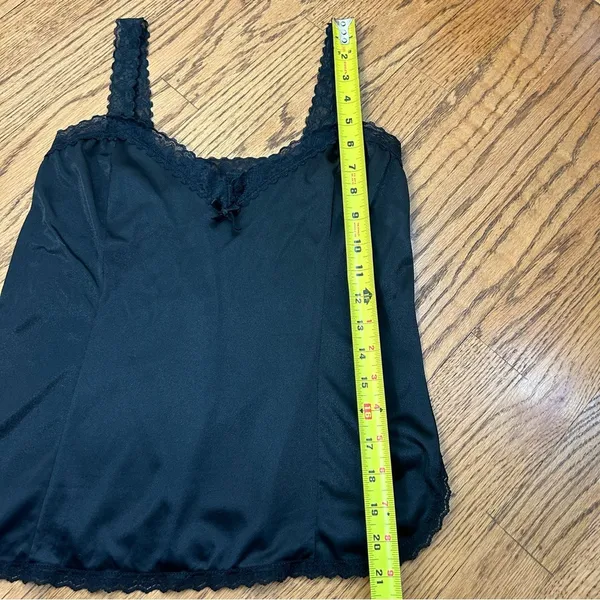 Vintage 80’s Mel-Lin Black Lace Nylon Gothic Silky Camisole Size S - Image 12