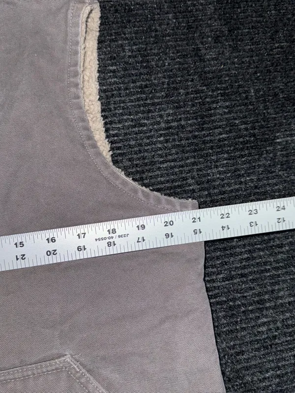 Vintage Carhartt Taupe Gray Sherpa Lined Vest Mock Neck WV001 032 Women’s Large - Image 10