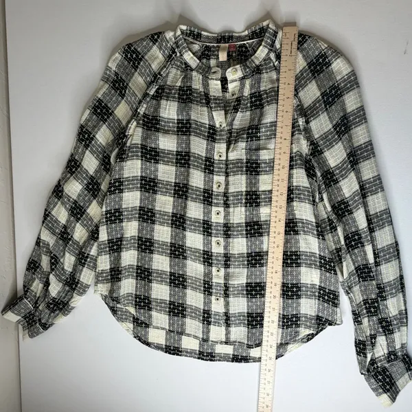 Pilcro Anthropologie Plaid Wool Blend Button Front Blouse Small Boho‎ Academia - Image 10