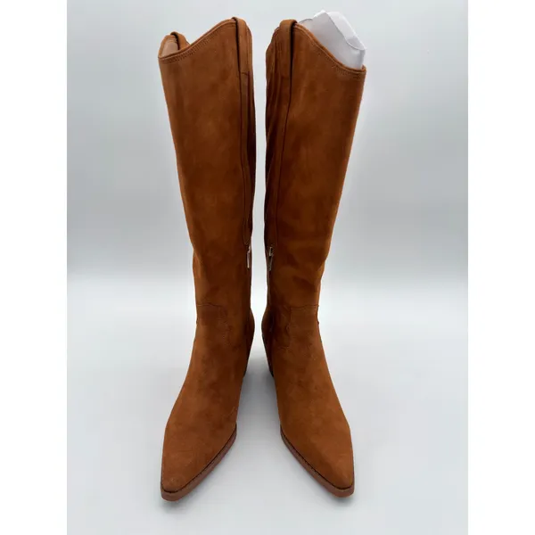 Sam Edelman Wyatt KneeHigh Frontier Brown Suede 8 WideCalf Cowgirl Western Boots - Image 3