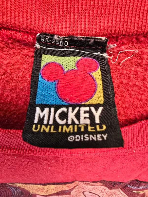 {XXL} Vintage Disney Mickey Mouse Sweatshirt Brazos Sportswear Red **flaws** - Image 9