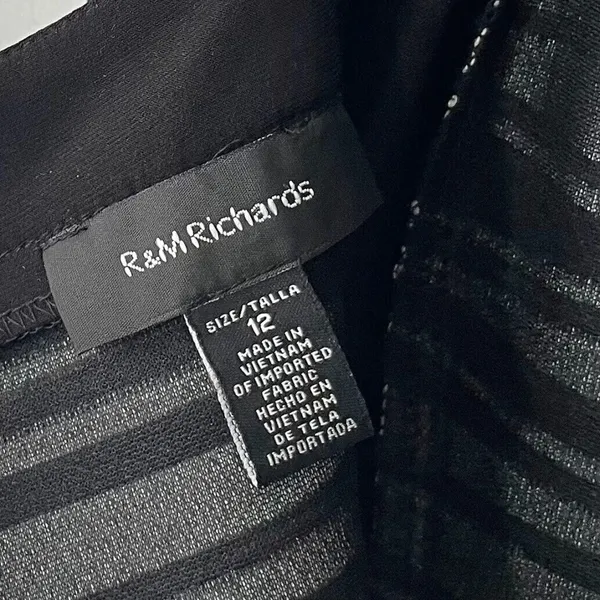 R&M Richards Sheath Dress Size 12 Black White Ponte Sleeveless Corpcore Classic - Image 7
