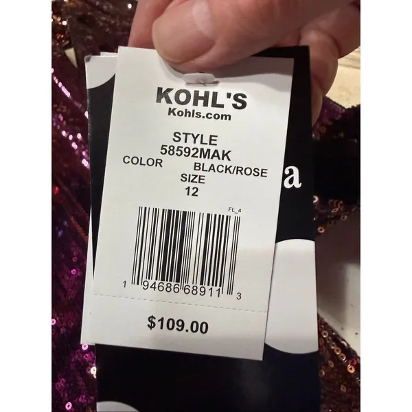 Maison Tara Sequin Long Sleeve Mockneck Mini Dress Sz 12 Purple/Gold/pink NWT - Image 3