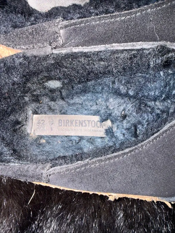 Birkenstock Black Buckley Shearling Suede Clogs Mules Shoes Size eu 42 W 11.5 - Image 3