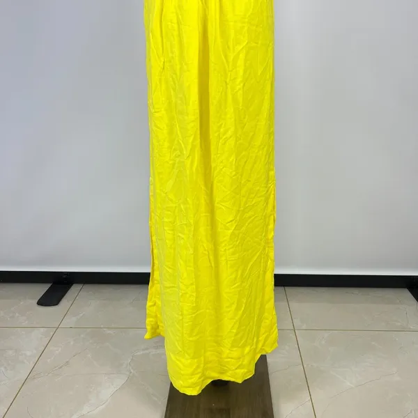 NWOT Farm Rio Linen Blend Yellow Sleeveless Midi Dress Size L - Image 11