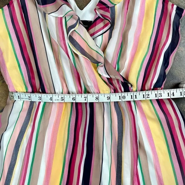 BCX Stripe V-neck Belted Maxi Dress Large - Image 6