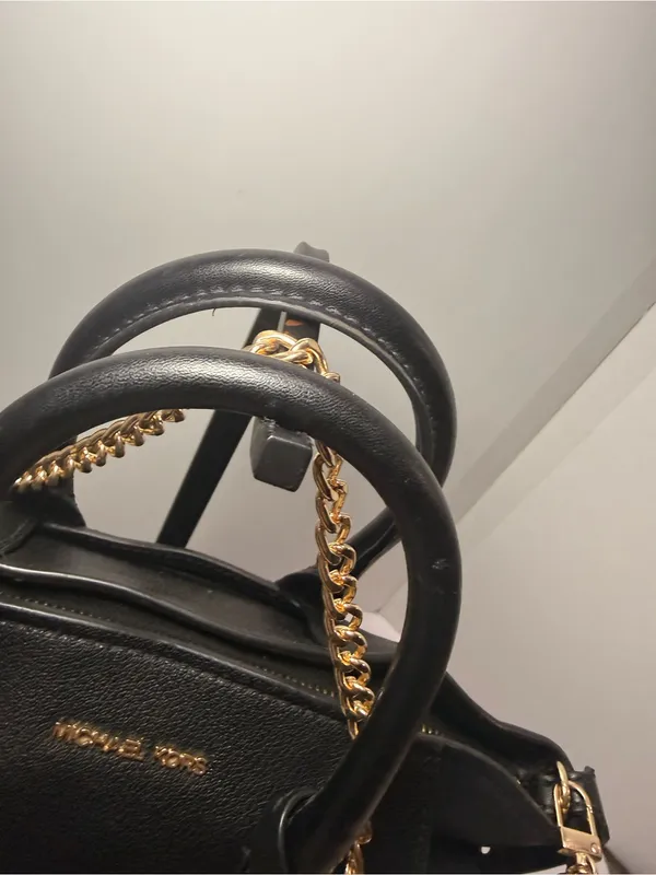 Michael Kors Avril Small Black Pebbled Leather & Suede Satchel - Image 5