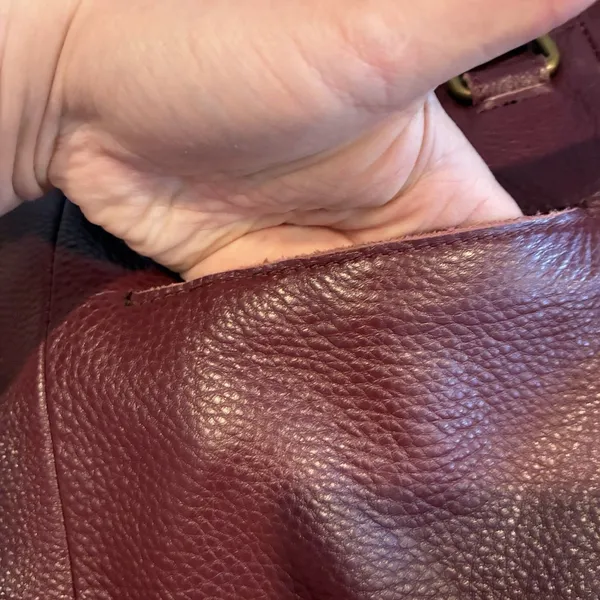 The Sak Wine Pebbled Leather Crossbody With Top Handles Purse Butter Soft EUC - Image 11