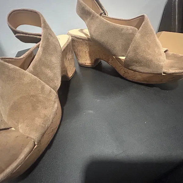 Clarks  Tan Suede Wedge Sandals - Image 10