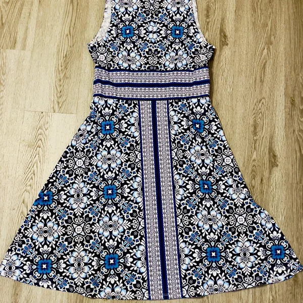 London Times Y2k Sleeveless Geometric Abstract Midi Dress Sz 6 Boho Chic Folksy - Image 10