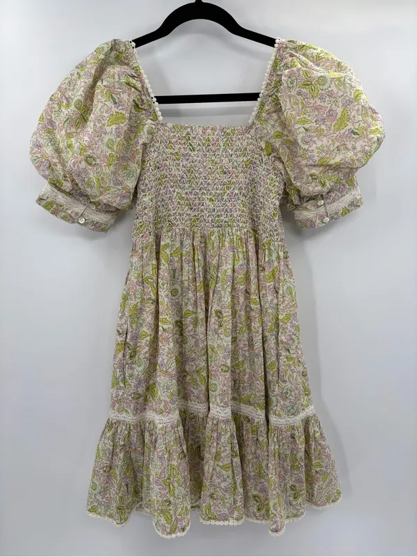 LOVE THE LABEL anthropologie Josepha floral boho white dress smocked size xs - Image 10
