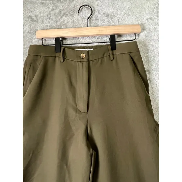 Walter Baker Olive Wide Leg Trousers High Rise‎ Utility Chic Quiet Luxury 6 - Image 2