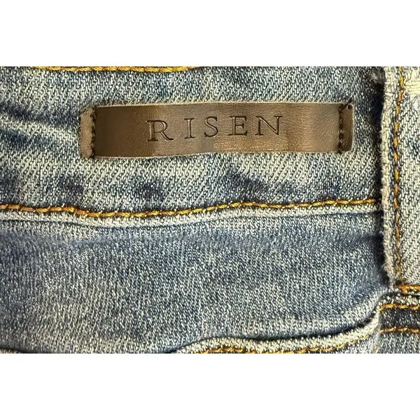Risen Jeans Womens 27 (Sz 5) Blue Straight Leg Frayed Hem Crop RDP1207 Exc. Cond - Image 5