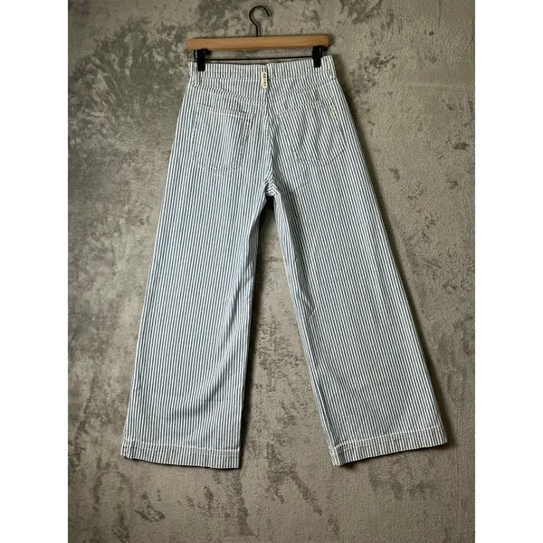 Ariat Ultra High Rise Jazmine Wide Leg Jeans Blue White Denim Stripe 26R - Image 3