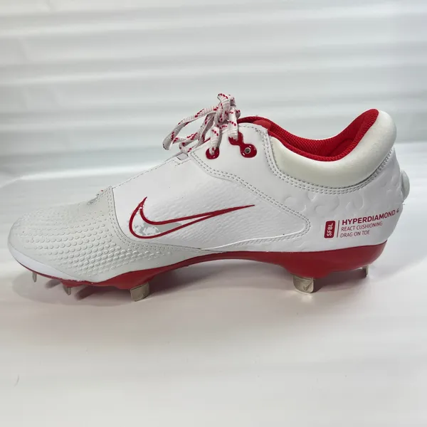 Nike Hyperdiamond 4 Elite Softball Cleats White Red 9.5 Metal Spikes‎ FZ0923-104 - Image 3