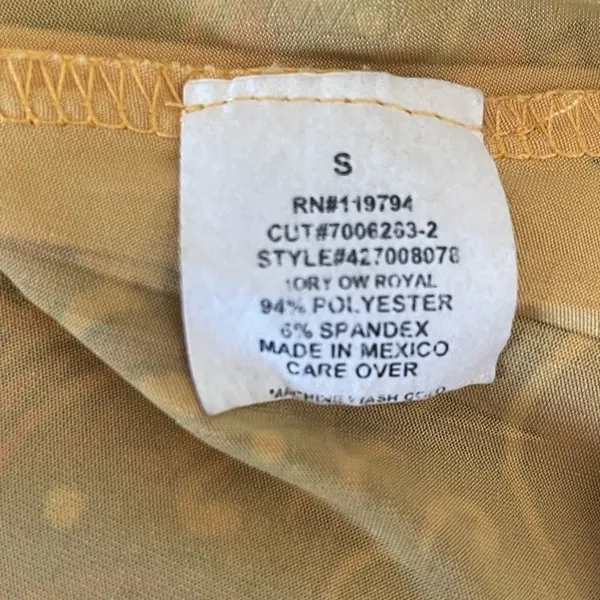 One World Women Maxi Dress S Yellow Batik Print Hippie Retro Boho‎ Jersey Resort - Image 7