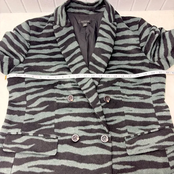 Ann Taylor Black and Green Wool Blend ‎ Zebra Blazer size 14 - Image 7