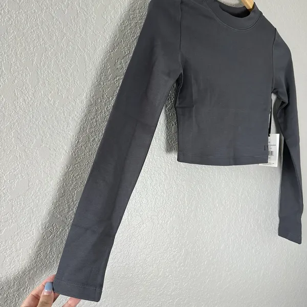 NWT IVL Collective Cotton Jersey Cropped Top‎ Women's Gray XS Athletic Gym - Image 6