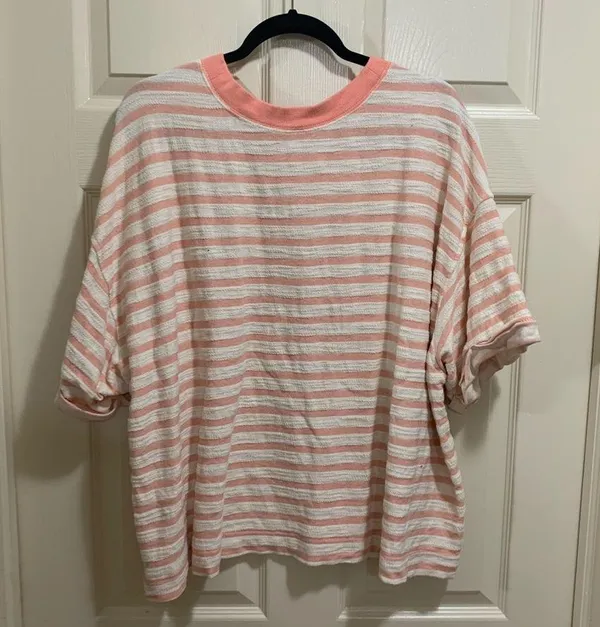 Old Navy short sleeve coral stripe textured shirt size 3X - Image 4