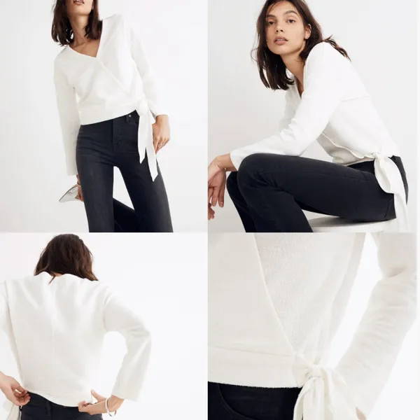 Madewell Ivory Wrap-tie Top - Image 2