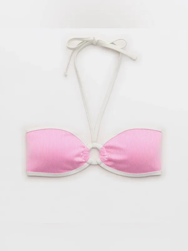 Aerie Ribbed Bandeau Bikini Top Orange XS NWT IN PACKAGE - Image 4
