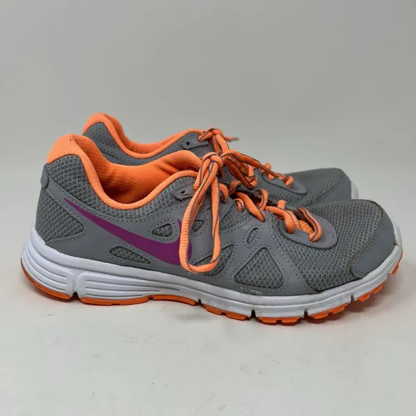 Nike‎ Revolution 2 Gray Orange Lace Up Running Athletic Shoes Women's Size 7 - Image 2