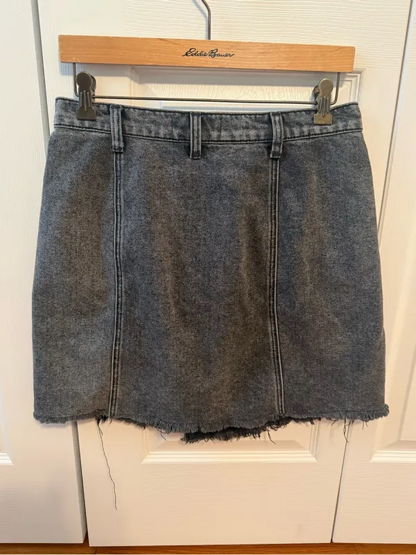 Free People We The Free Parker Distressed Mini Skirt in Gray Denim - Image 3