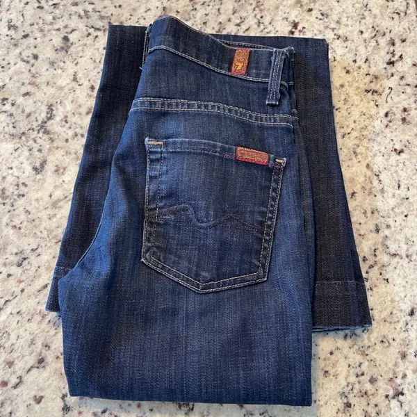 7 For All Mankind Dojo Flare Jeans Womens 23 Dark Wash Boho Wide Leg - Image 13