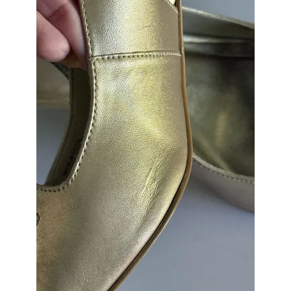 Lilly Pulitzer Slingback Heels Women's Size 9M Gold Metallic Pointed Toe Strap - Image 7